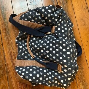 Polka Dot Duffle Bag with Brown Accents